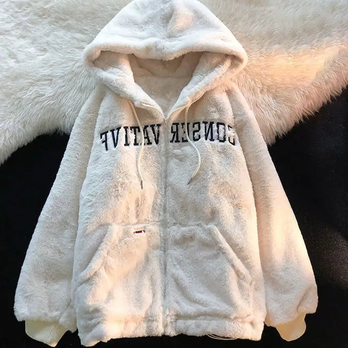 Cashmere Padded Hooded Women's Coat and Sweater
